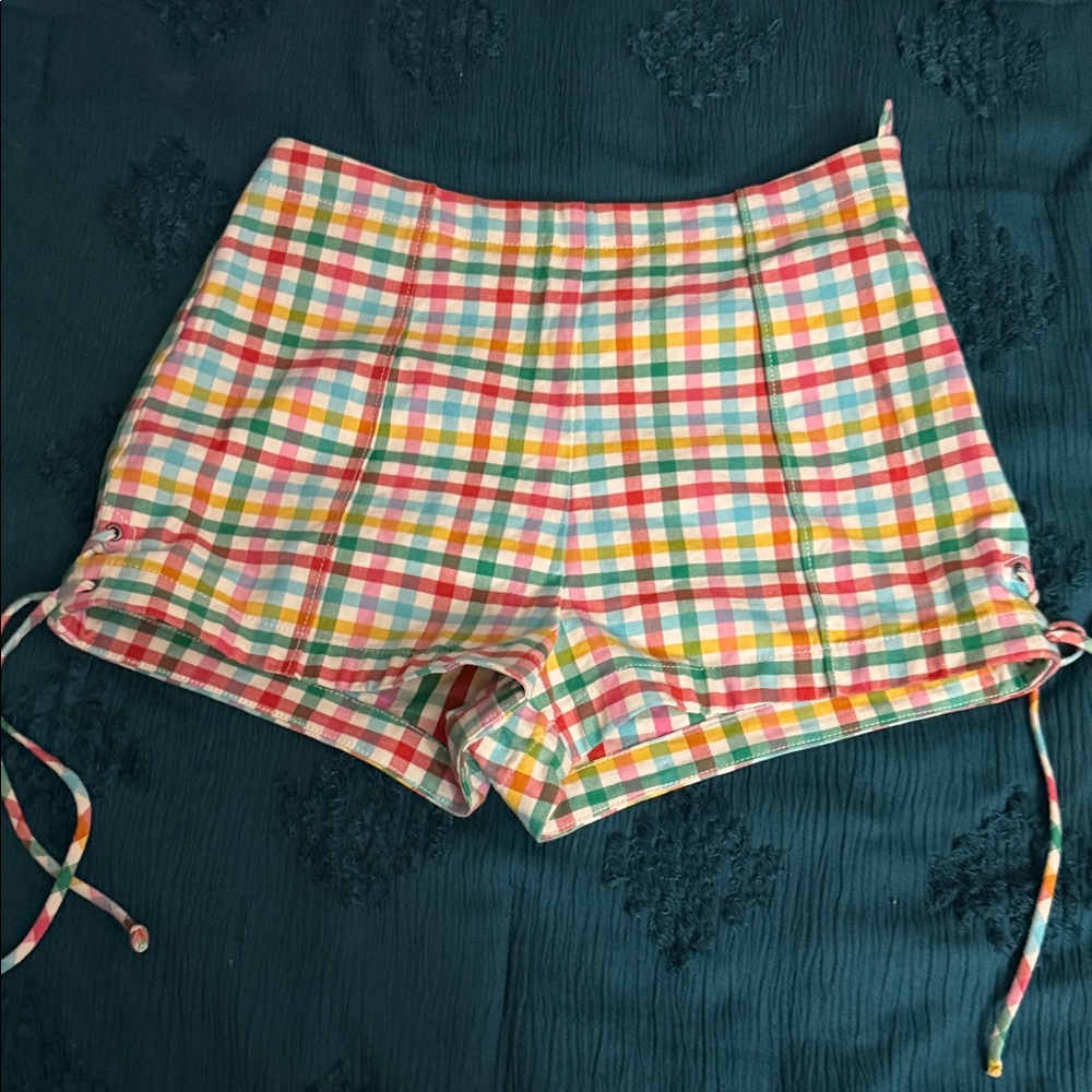 Anthropologie Colorful Gingham High Waist Shorts - Picture 3 of 12